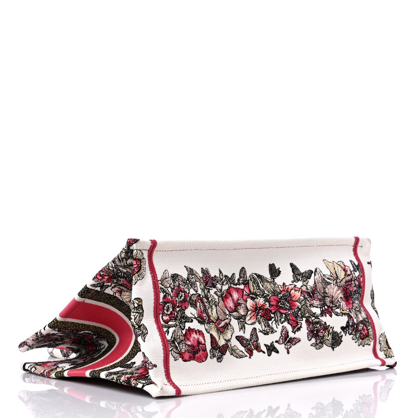 Canvas Embroidered Medium Butterfly Print Book Tote Multicolor