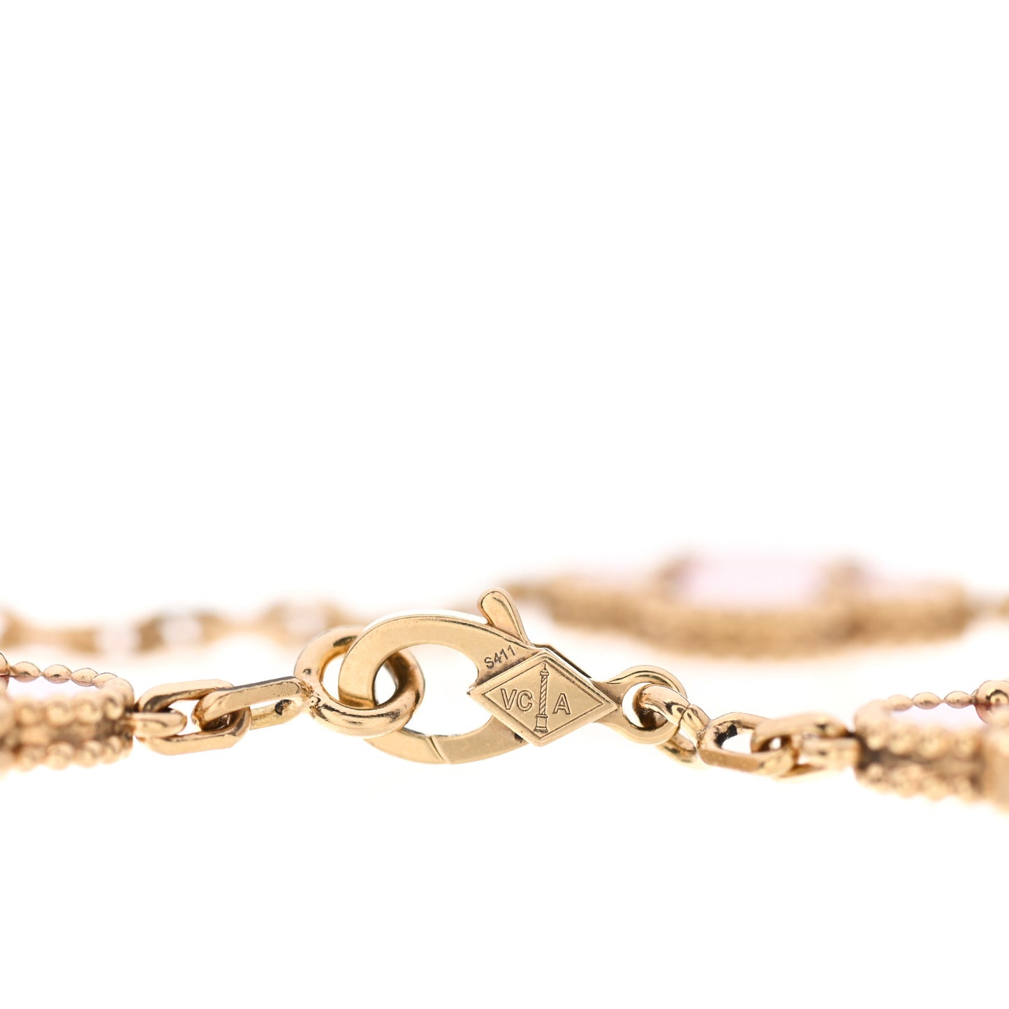 18K Yellow Gold Carnelian 5 Motifs Vintage Alhambra Bracelet