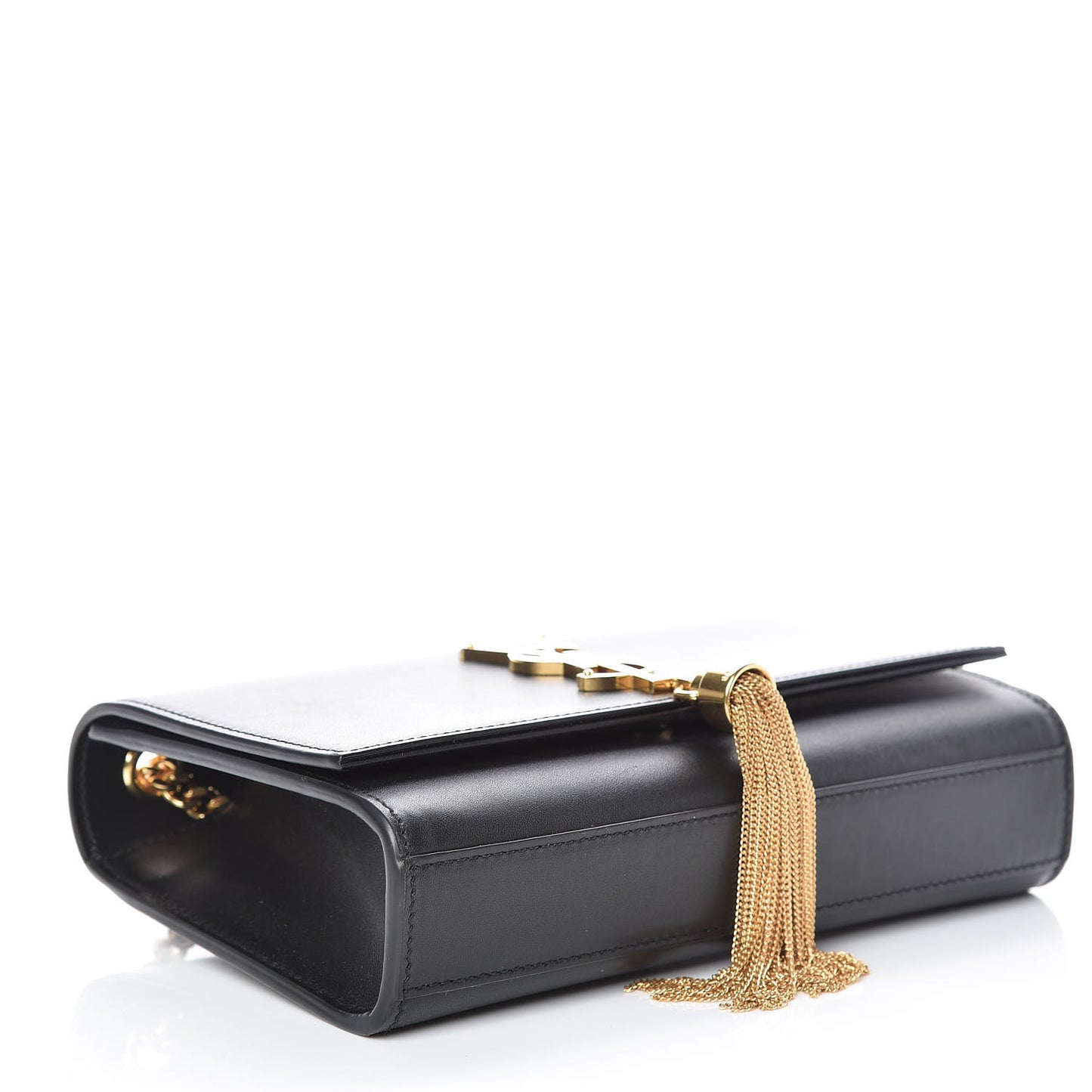 Smooth Calfskin Small Classic Monogram Kate Tassel Satchel Black