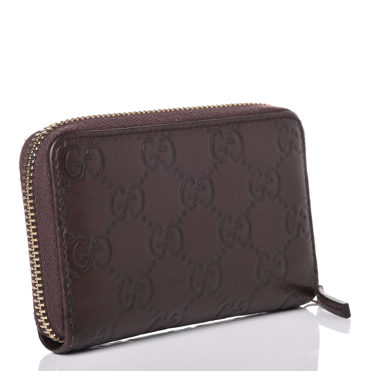 Guccissima Zip Around Card Case Chocolate
