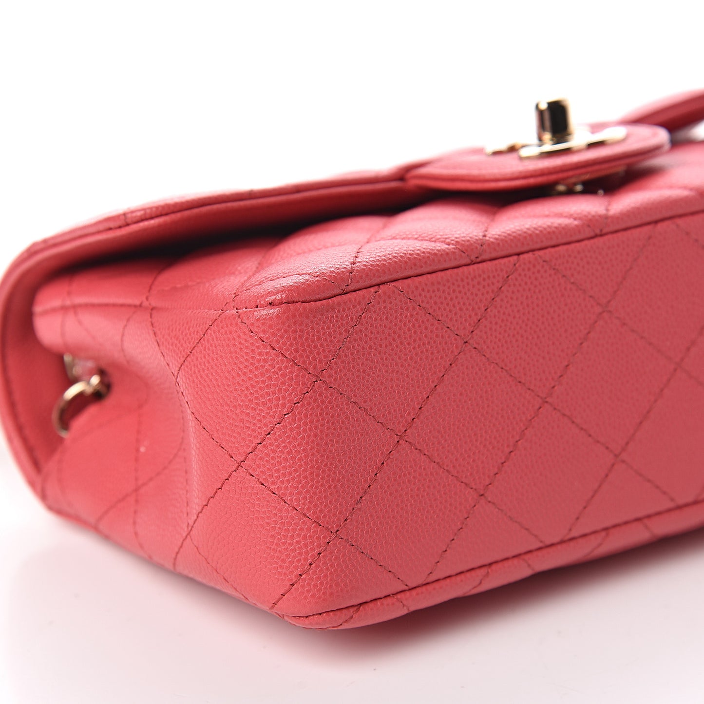Caviar Quilted Mini Rectangular Flap Dark Pink