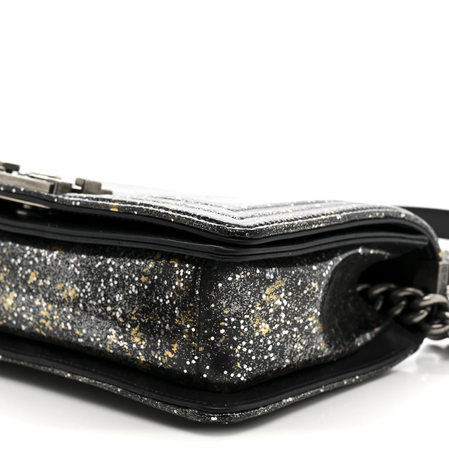 Chanel Glitter Glazed Calfskin Medium Boy Flap Black 10 of 10