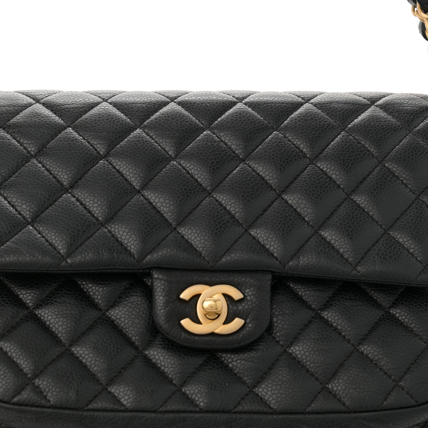 Caviar Quilted Flap Tote Black
