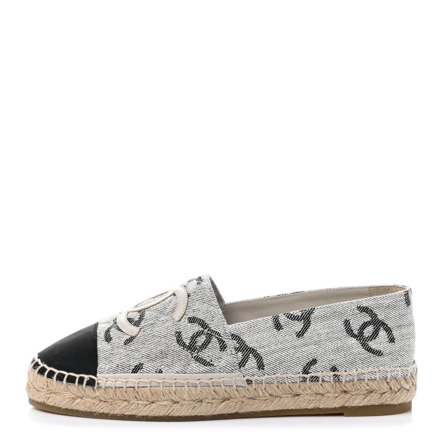 Cotton Jacquard Grosgrain CC Print Espadrilles 39 Grey Black