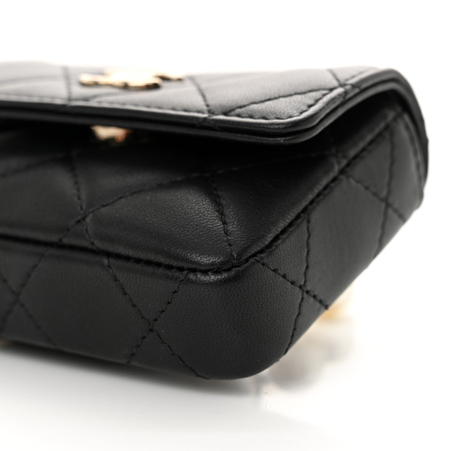 Chanel Lambskin Quilted Pearl Chain Belt Bag Black 11 of 12