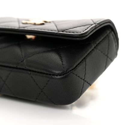 Chanel Lambskin Quilted Pearl Chain Belt Bag Black 11 of 12