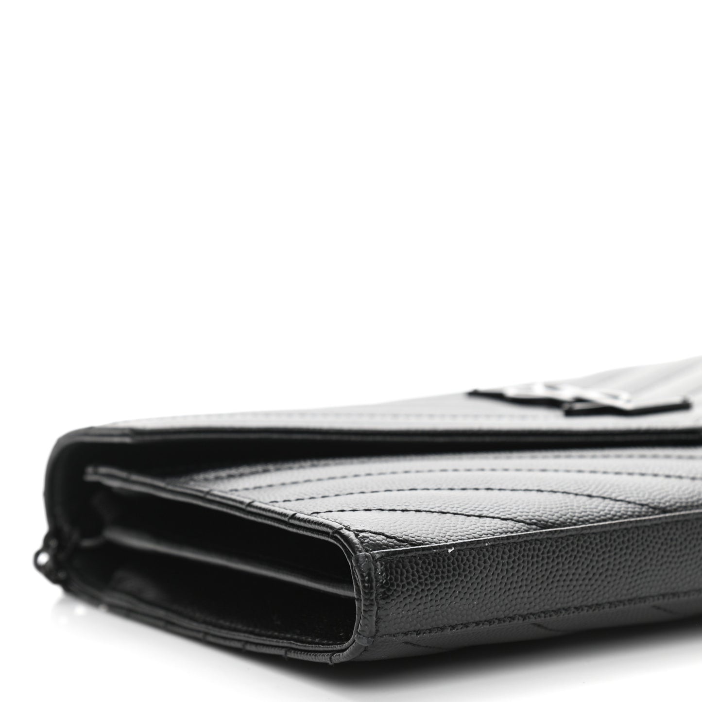 Grain De Poudre Matelasse Chevron Monogram Chain Wallet Black