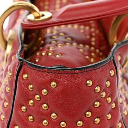 Christian Dior Calfskin Cannage Studded Medium Supple Lady Dior Red 13 of 15