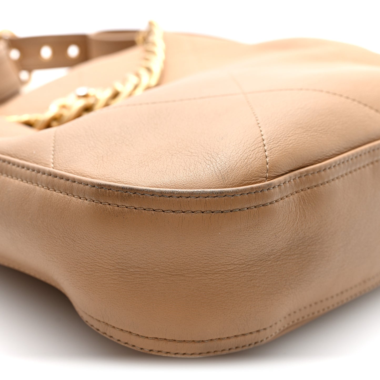 Calfskin Stitched Easy Mood Hobo Beige