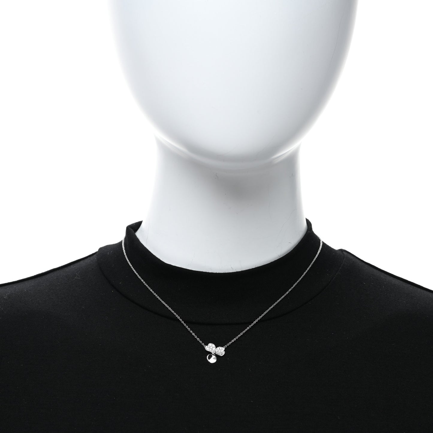 Platinum Diamond .17ctw Small Paper Flowers Pendant Necklace