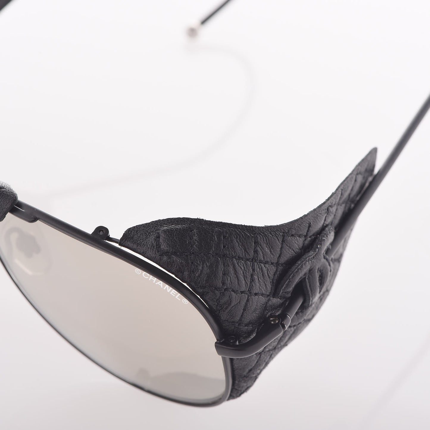 Titanium Lambskin CC Pilot Sunglasses 71265 Black