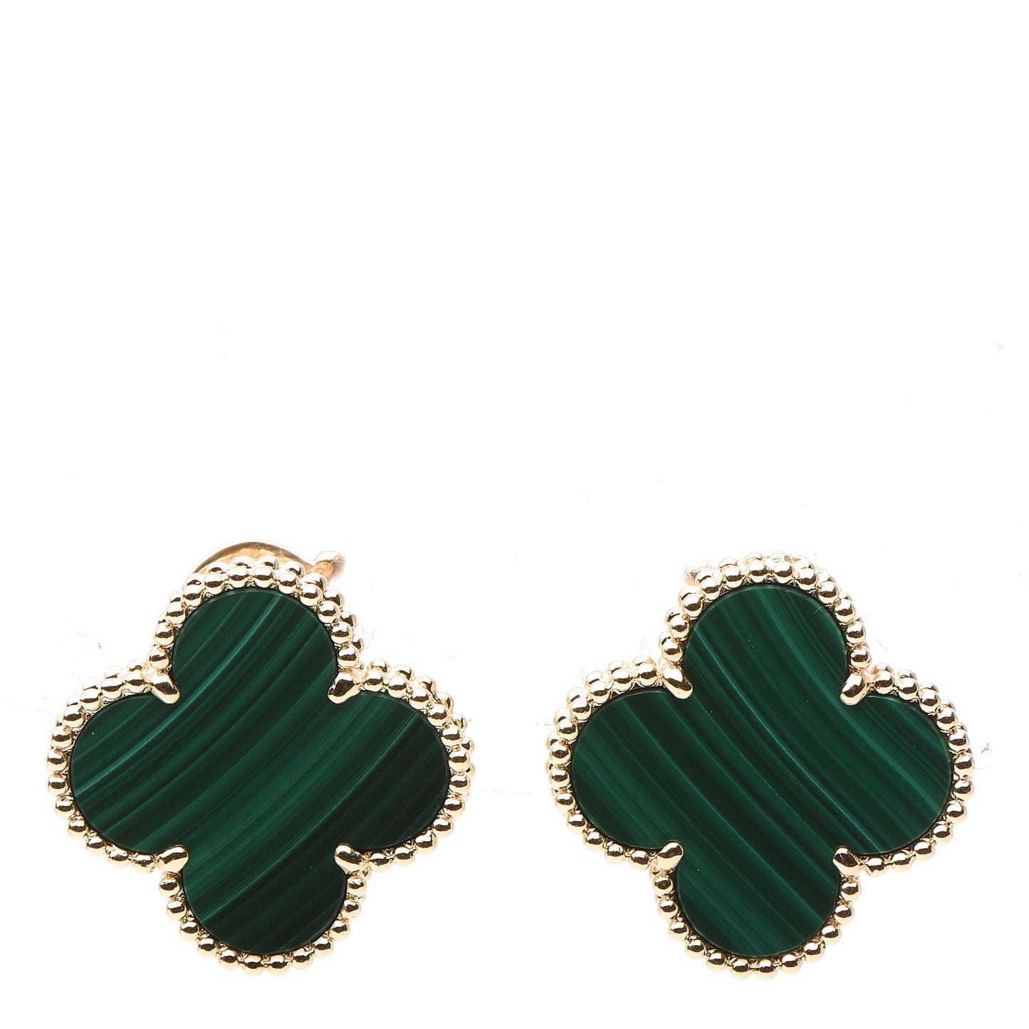 18K Yellow Gold Malachite Magic Alhambra Earrings