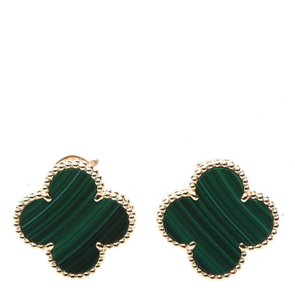 Van Cleef & Arpels 18K Yellow Gold Malachite Magic Alhambra Earrings 1 of 3