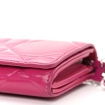 Christian Dior Patent Cannage Lady Dior Rendezvous Wallet On Chain Fuchsia 6 of 10
