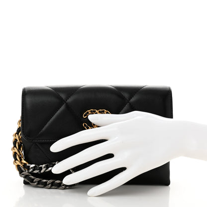 Chanel Lambskin Quilted Chanel 19 Flap Clutch Black 2 of 12