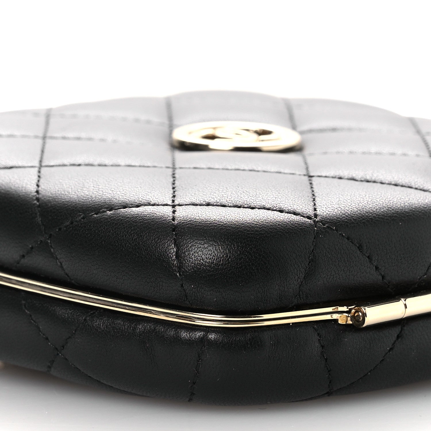 Chanel Lambskin Quilted Compact Vanity Case Purse With Chain Black 10 of 15