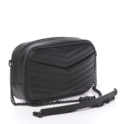 Saint Laurent Grain De Poudre Matelasse Monogram Mini Lou Camera Bag Black 3 of 10