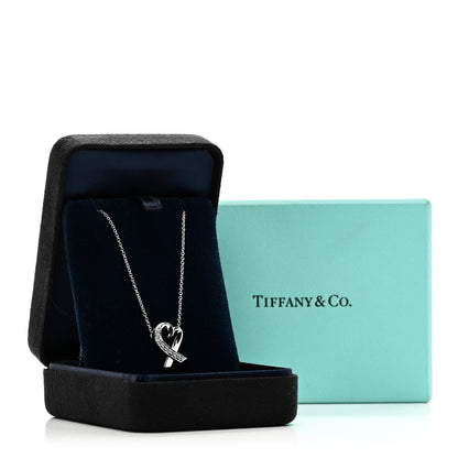 Tiffany 18k White Gold Diamond Small Paloma Picasso Loving Heart Necklace 6 of 6