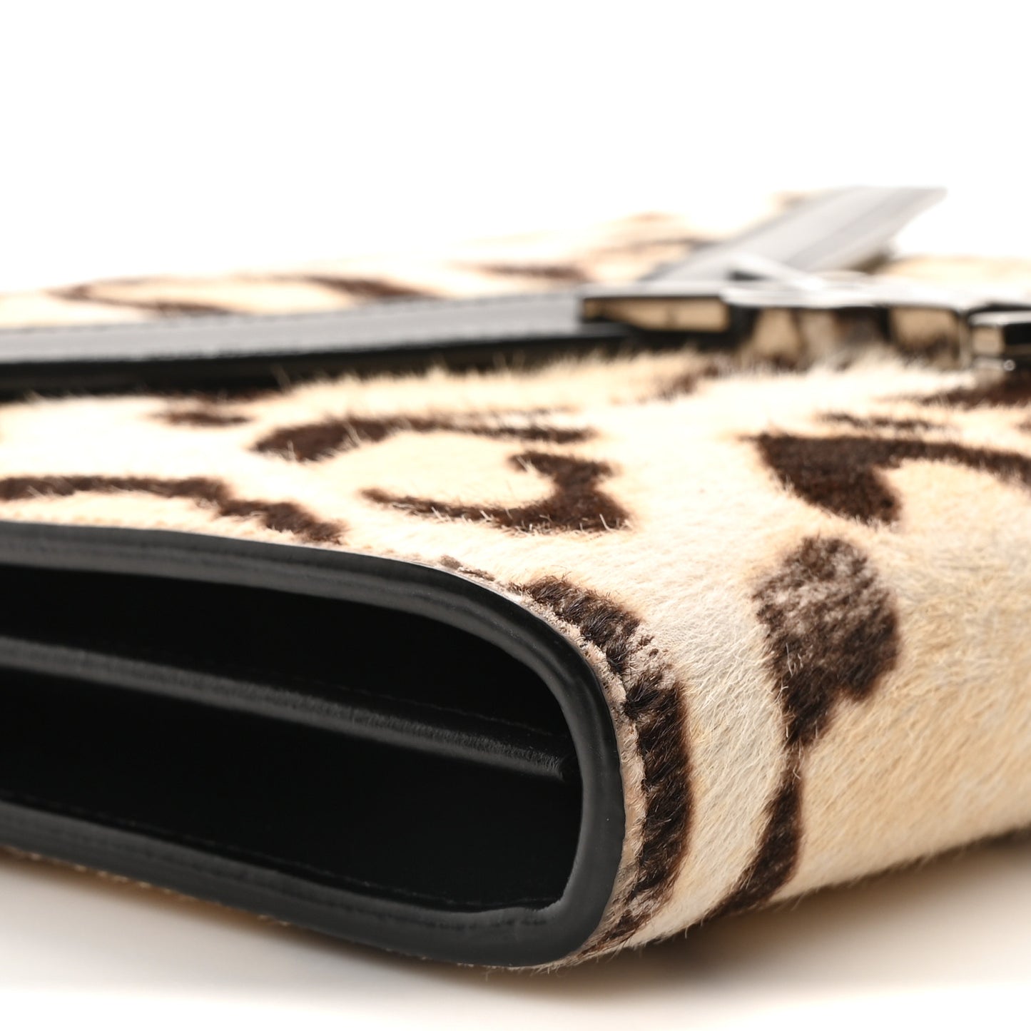 Calf Hair Leopard Print Monogram Cassandra Chain Wallet White Multicolor