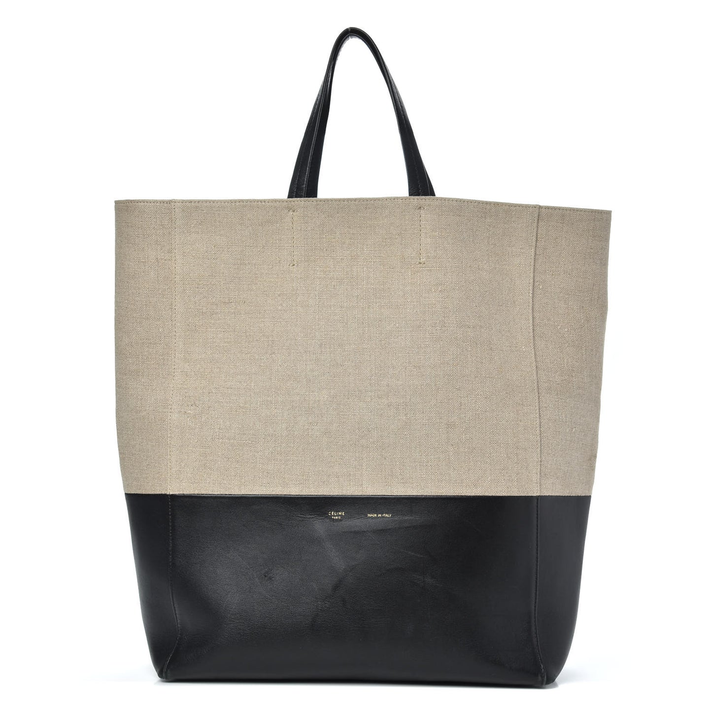 Canvas Lambskin Vertical Bi-Color Cabas Black