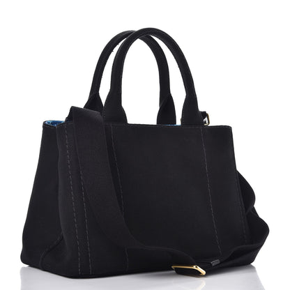 Prada Canapa Small Logo Tote Black Blue 4 of 8