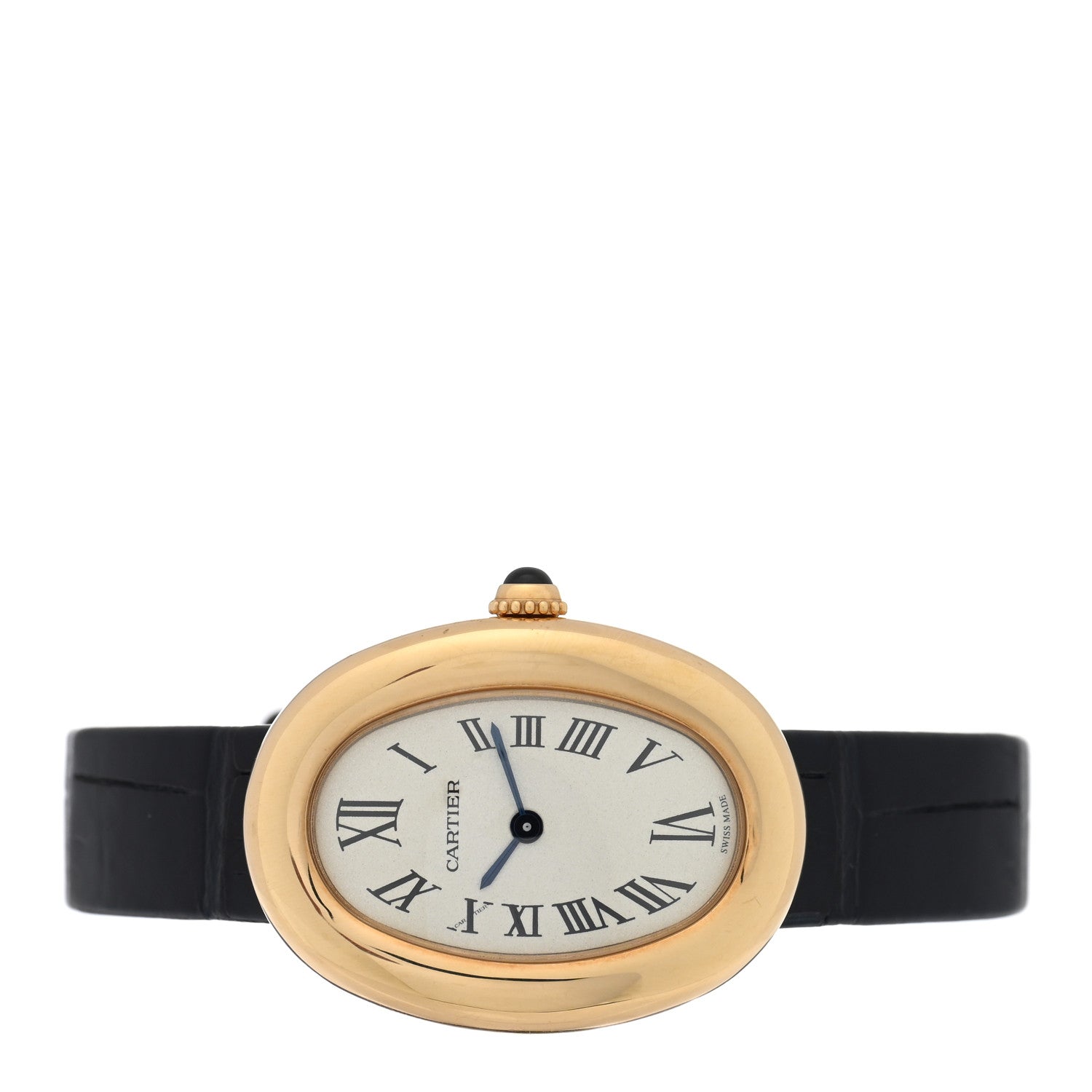 Cartier 18K Yellow Gold Alligator 23mm Baignoire Quartz Watch