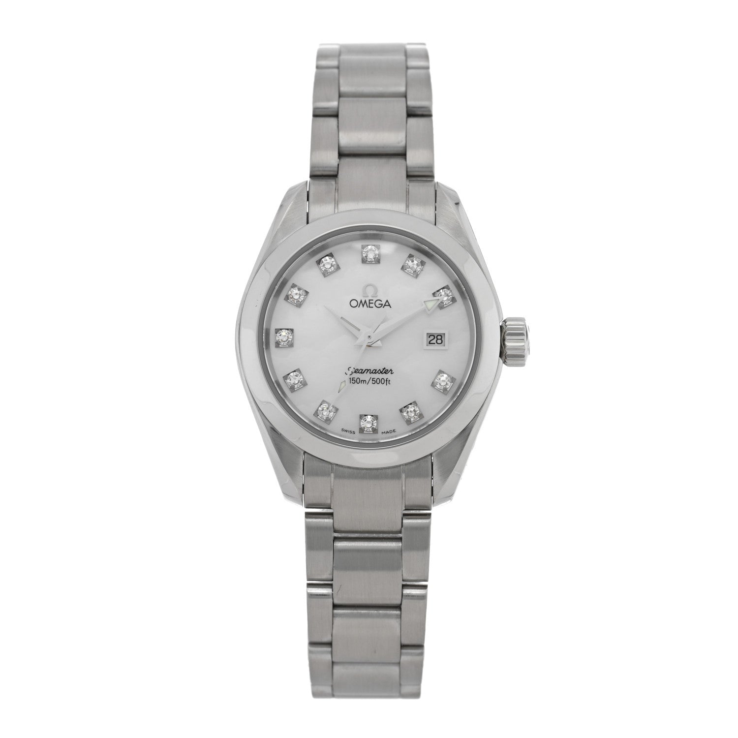 Omega Stainless Steel Diamond Mother of Pearl 29mm Seamaster Aqua Terra Automatic Watch 2563.75.00 1 of 5