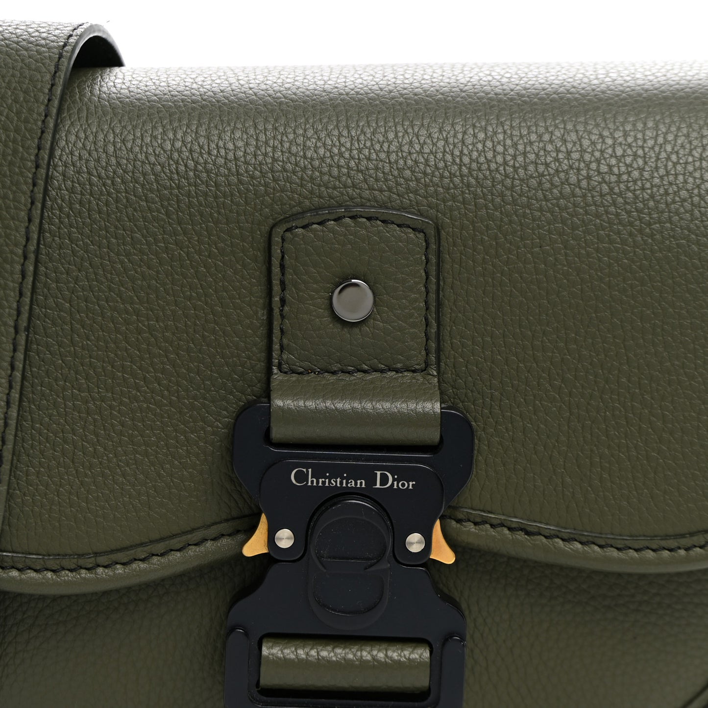 Grained Calfskin Mini Gallop Bag With Strap Green