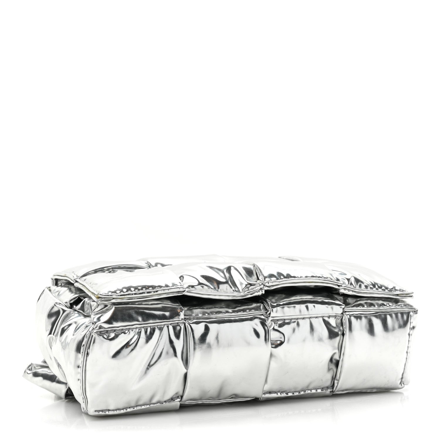 Bottega Veneta Metallic Lambskin Maxi Intrecciato Padded The Belt Cassette Bag Silver 4 of 13
