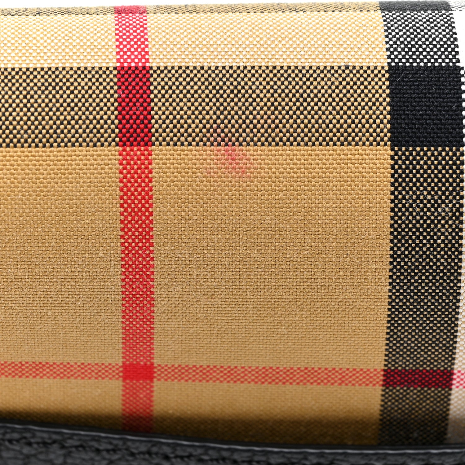 Burberry Goatskin Cotton Canvas Vintage Check D-Ring Mini Bag Black Antique Yellow 11 of 12