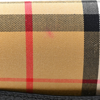 Burberry Goatskin Cotton Canvas Vintage Check D-Ring Mini Bag Black Antique Yellow 11 of 12
