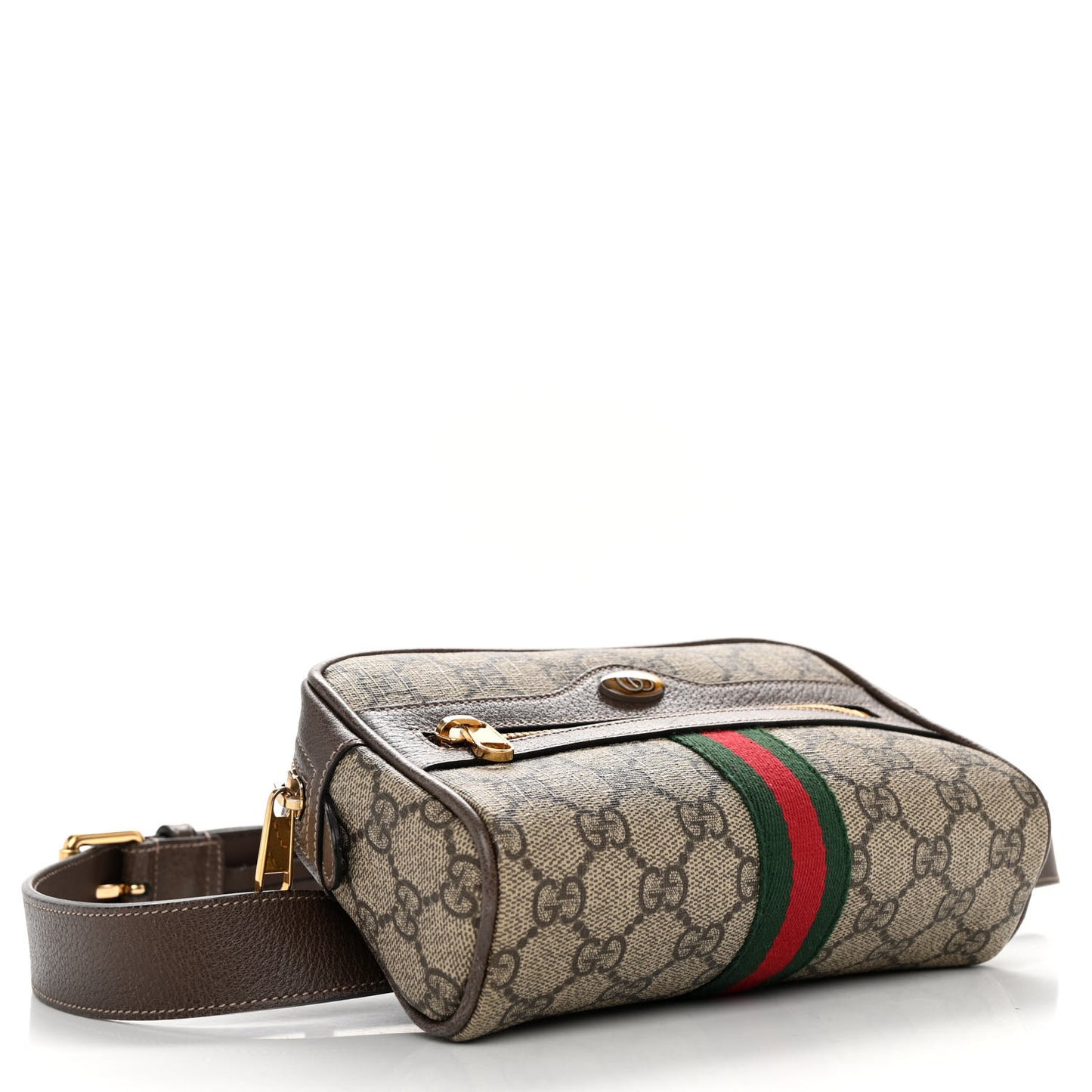 GG Supreme Monogram Web Small Ophidia Belt Bag 95 38 Dark Brown