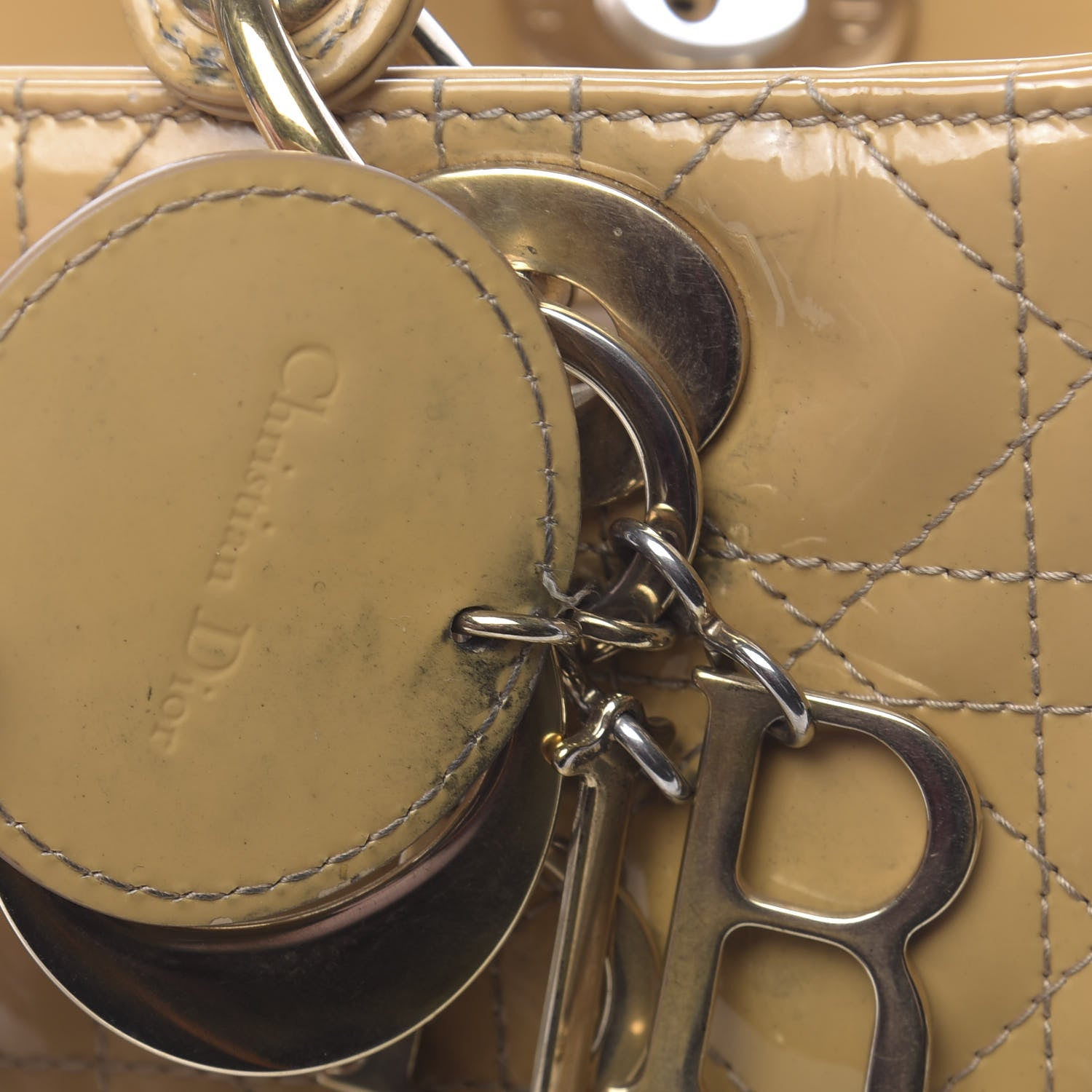 Christian Dior Patent Cannage Medium Lady Dior Beige 11 of 16