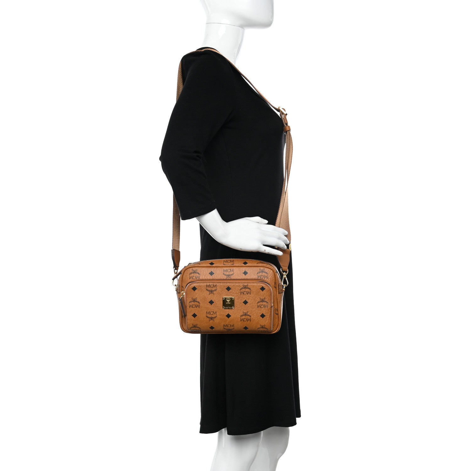 MCM Visetos Klassik Crossbody Bag Cognac 2 of 10