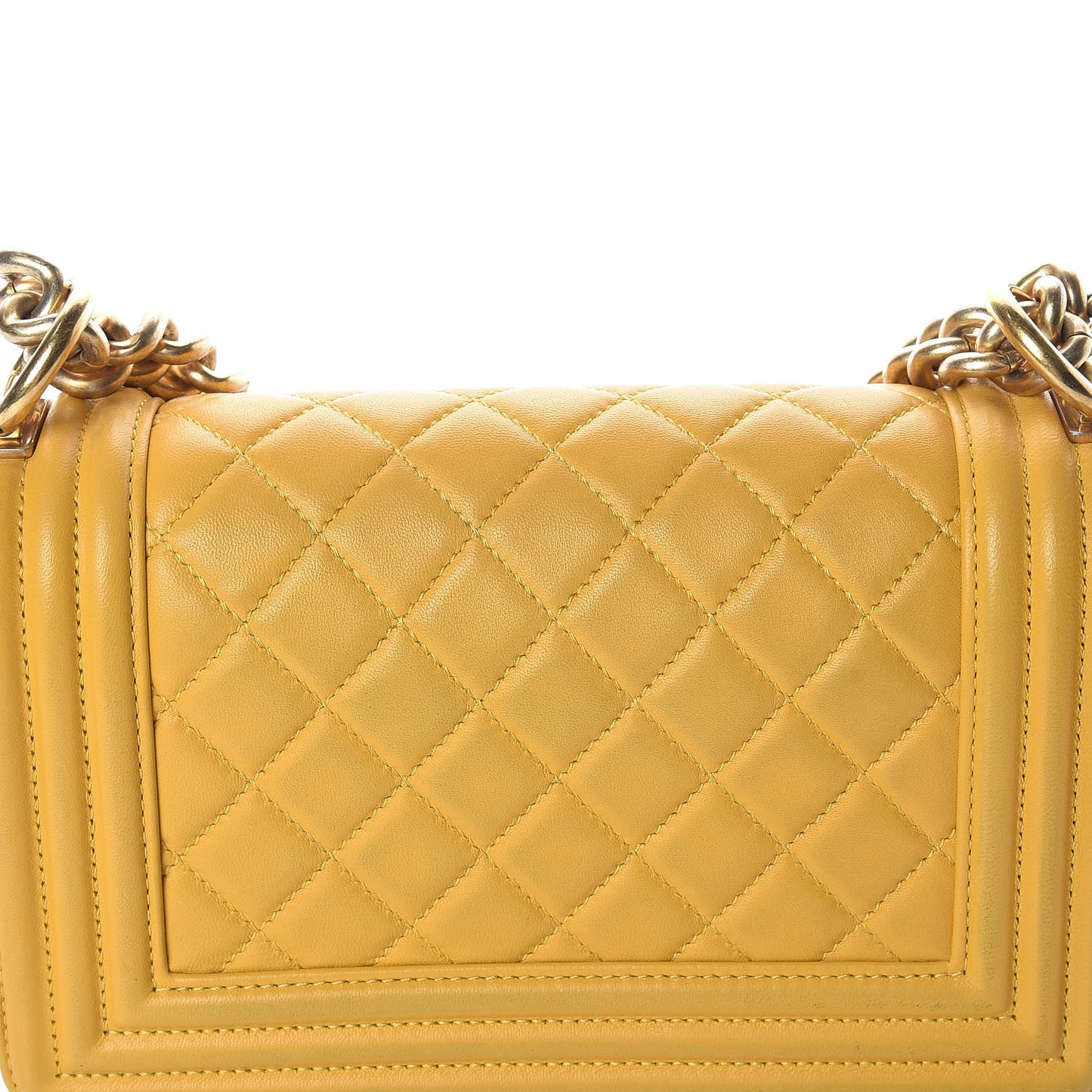 Lambskin Quilted Small Boy Flap Yellow