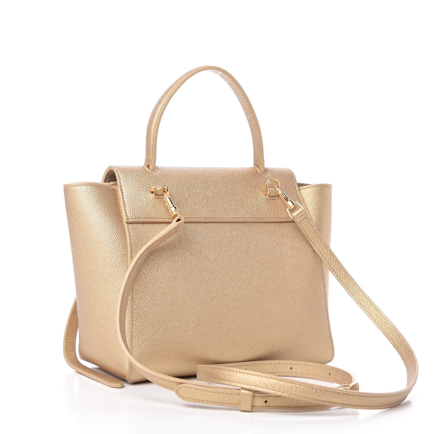 Laminated Calfskin Nano Belt Bag Gold