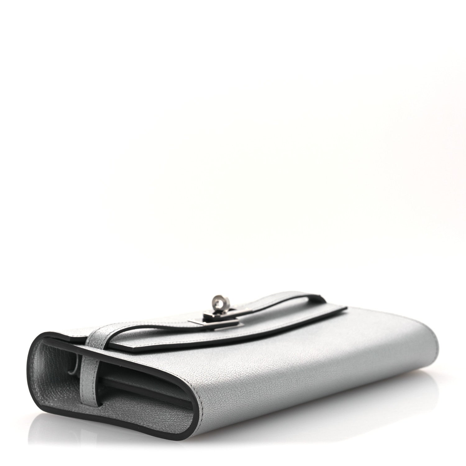 Hermes Metallic Chevre Chamkilight Kelly Wallet To Go Argent 4 of 13