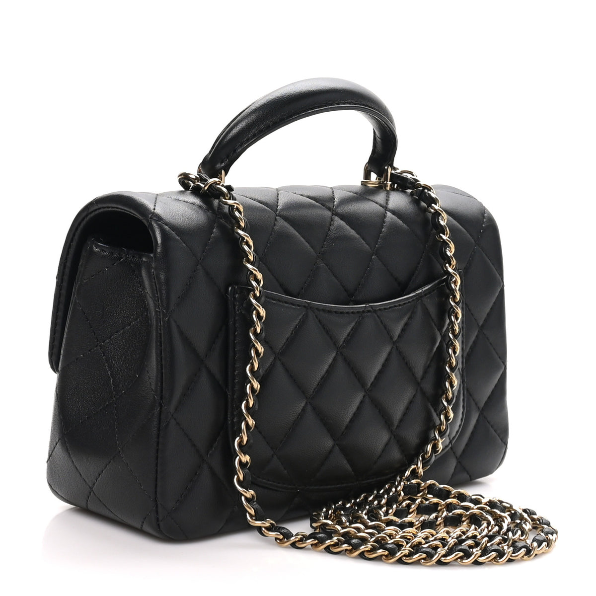 Chanel Lambskin Quilted Mini Top Handle Rectangular Flap Black 3 of 11