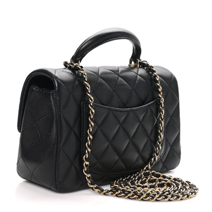 Chanel Lambskin Quilted Mini Top Handle Rectangular Flap Black 3 of 11