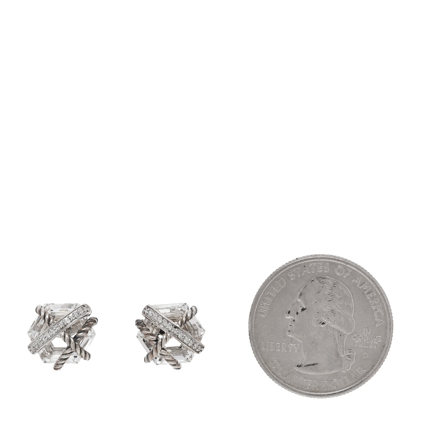 Sterling Silver Diamond Crystal 10mm Cable Wrap Earrings