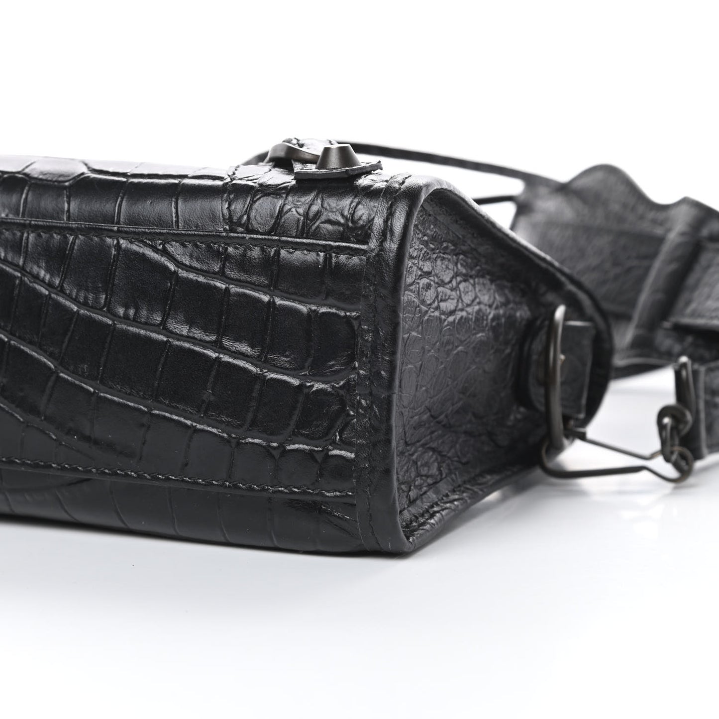 Calfskin Crocodile Embossed Classic Hardware Mini City Black