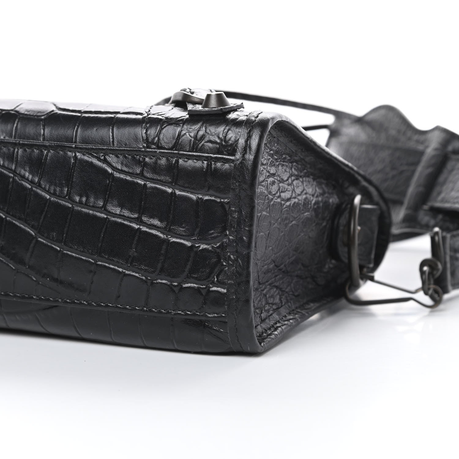 Balenciaga Calfskin Crocodile Embossed Classic Hardware Mini City Black 10 of 10