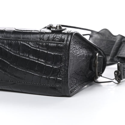 Balenciaga Calfskin Crocodile Embossed Classic Hardware Mini City Black 10 of 10