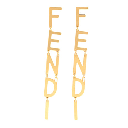 Fendi Metal Signature Earrings Gold 1 of 5