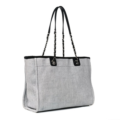 Chanel Woven Straw Raffia Small Deauville Tote Grey 2 of 11