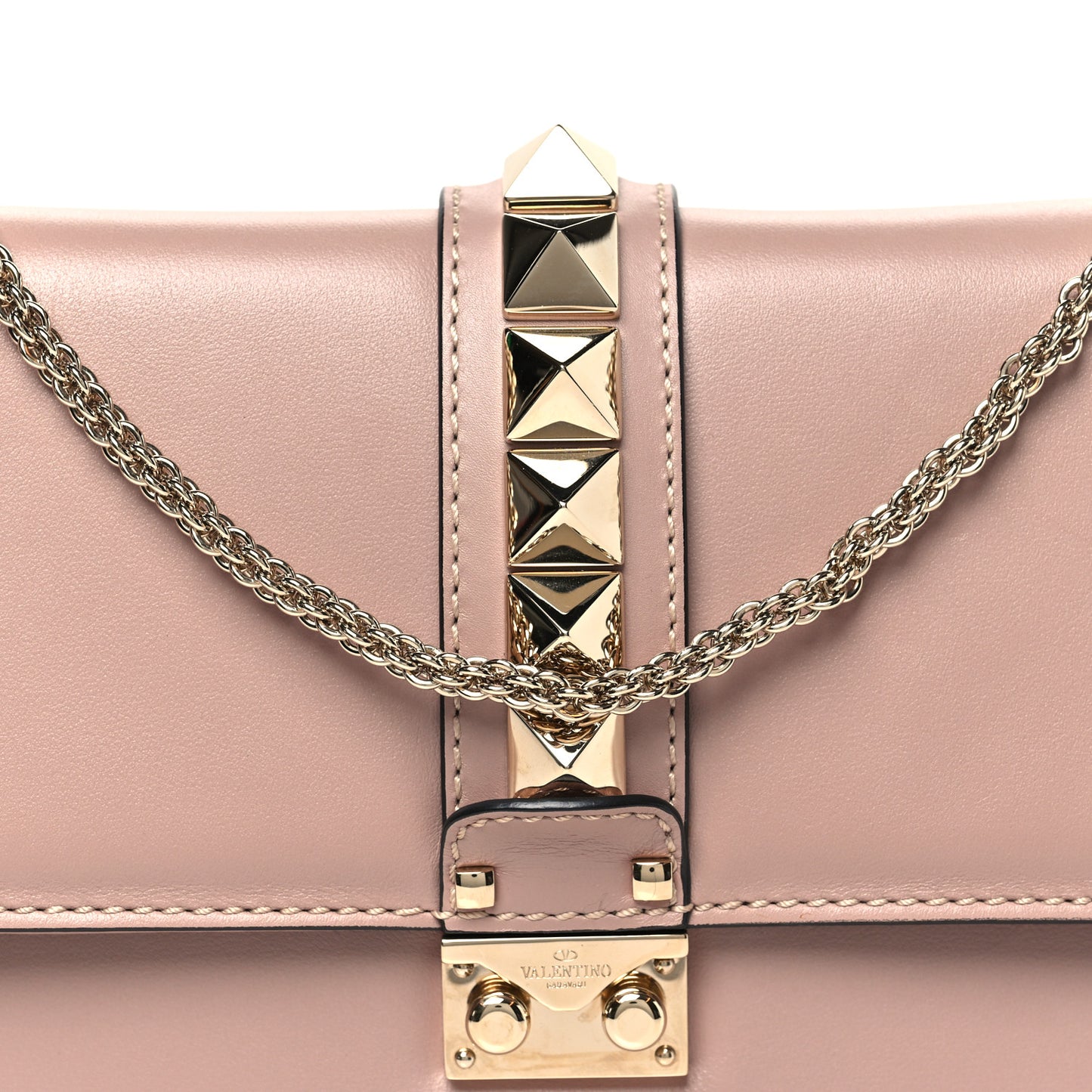 Vitello Medium Glam Lock Rockstud Flap Poudre