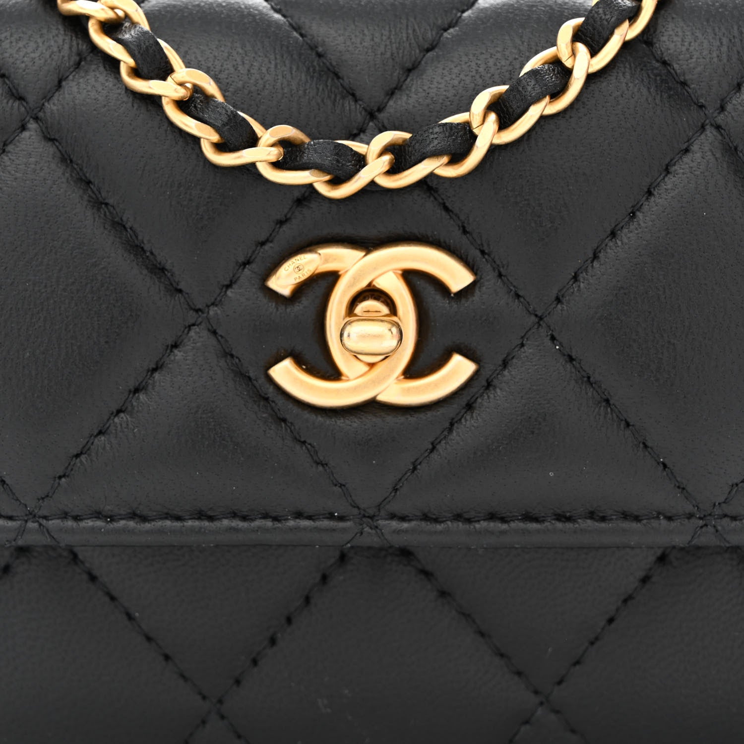 Chanel Lambskin Quilted Pearl Crush Clutch With Chain Black 9 of 12