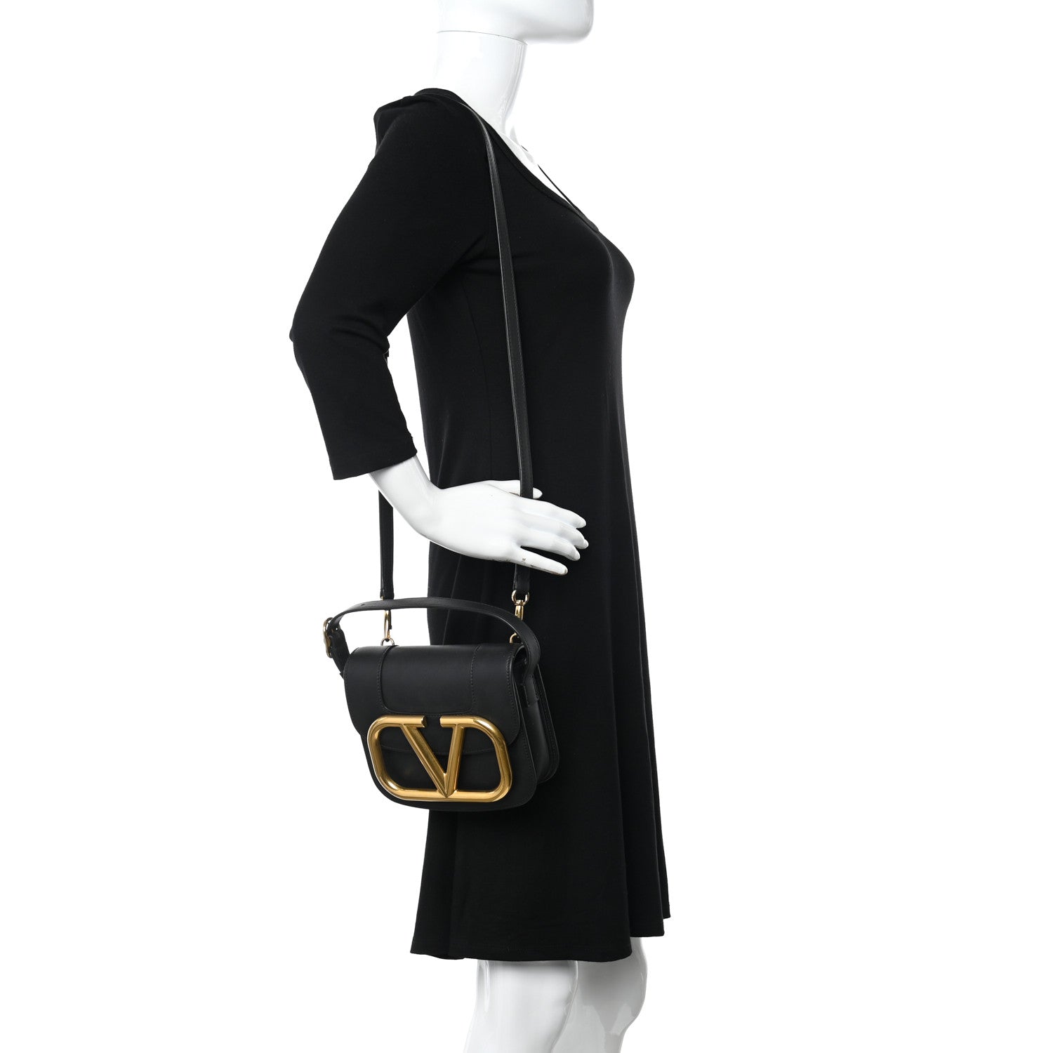 Valentino Garavani Calfskin Supervee Top Handle Crossbody Bag Black 2 of 13