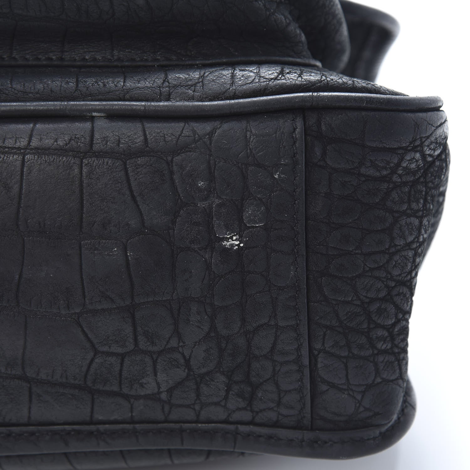 Saint Laurent Nubuck Crocodile Embossed Monogram Medium Niki Chain Satchel Black 11 of 16