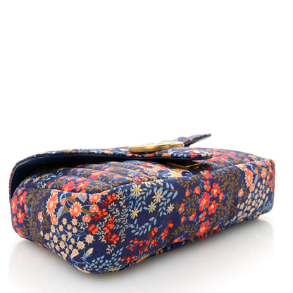 Gucci Cotton Calfskin Matelasse Floral Print Small GG Marmont Shoulder Bag Blue Red Deep Ocean Blue 4 of 10